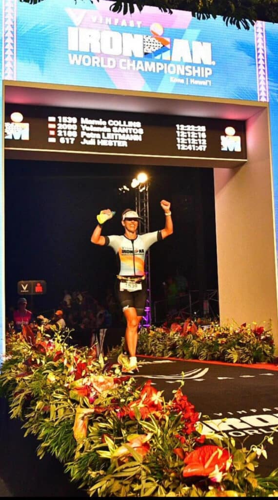 Dr. Marnie Collins competing in an Ironman event